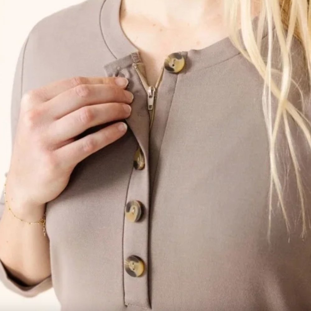 Lou Lou and Company Everyday Dress Maternity & Postpartum Dress in Tan - XS